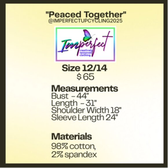 Upcycled lightweight orange jacket with peace sign applique - Picture 2 of 2